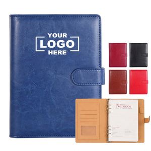 Custom A5 PU Leather Planner Notebook Six-hole Loose-<b>leaf</b> Diary Notebook with Snap-on Cover A5 Ring Binder Notebook - Product Image 1