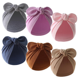Bonnet Bébé Turban en Coton pour Filles, Chapeau de Bébé Style Indien, Bonnet à Oreilles de Lapin pour Filles - Product Image 1