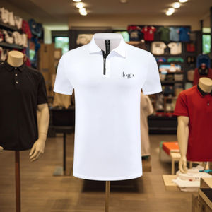 솔리드 패턴의 티셔츠 반소매 저지 용 남성용 폴로 프린트 풀오버 - Product Image 1