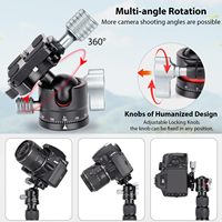 Adaptateur de montage de trépied à rotule en aluminium à profil bas HILIGHTS, panoramique à 360°, CNC, 28 mm, pour caméra vidéo DSLR, trépied, monopode