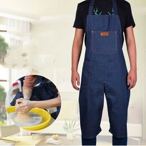 Delantal de trabajo portátil personalizable de mezclilla sin mangas, antimanchas, con pierna dividida, duradero, lavable, kit de ropa de trabajo para cocina - Product Image 2