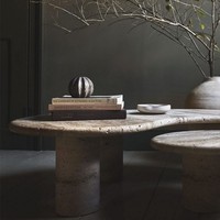 Table basse décorative en béton design artistique, tables d'appoint empilables, tables de nuit rondes, imbriquées, table centrale