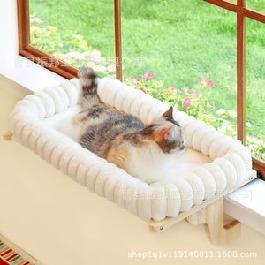 Wooden Window Sill <b>Cat</b> Bed Faux Fur Rectangle Pet Bed For <b>Cat</b> Four Seasons Use - Product Image 3