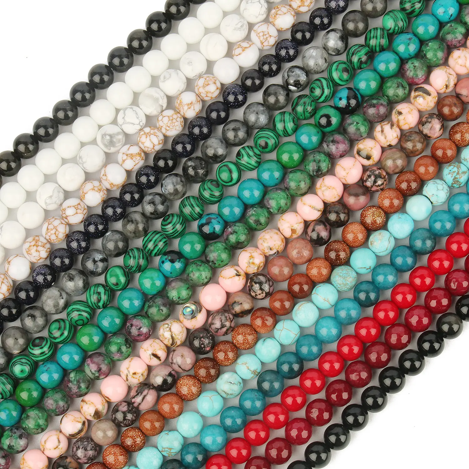 Perles de cristal en pierre naturelle 4-14mm DIY Bracelet collier oeil de tigre améthyste Turquoise Agate Quartz perles en vrac