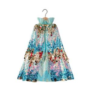 Cape longue scintillante sirène pour filles 2026 – Écharpe de princesse à paillettes pour Halloween, Noël, anniversaire et spectacles sur scène - Product Image 5