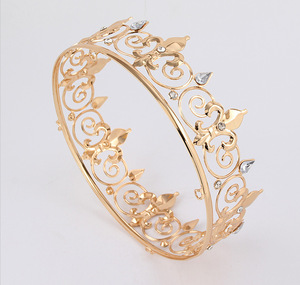 Tiara de Filigrana Dorada al por Mayor - Tocado de Flor de Lis con Diamantes de Imitación <span class=keywords><strong>para</strong></span> Novia, Boda, Baile de Graduación, Concurso, Fiesta, Disfraz, Cabello - Product Image 6