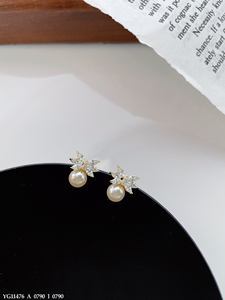 Gran oferta, nuevos pendientes de perlas de diseñador, pendientes de tuerca de novia de Zirconia cúbica para mujer, pendientes de plata 925, joyería - Product Image 3
