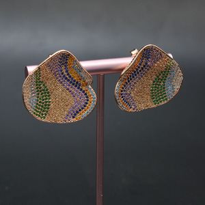 Earrings Fashion Cubic Zirconia Micro Pave Shell Shaped Rainbow Earrings For Women Jewelry Making