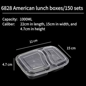 Conteneur alimentaire transparent pour emporter, récipient en plastique jetable pour micro-ondes avec couvercle - Product Image 4