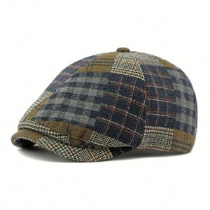 2024 New Autumn Winter Splicing Beret British Retro Cap 6 Panels Ivy <b>Hat</b> Painter <b>Hat</b> - Product Image 3