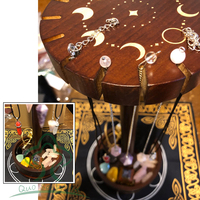 Présentoir à pendule de Phase de lune avec plateau, support rotatif en bois de Wiccan en cristal organisateur de sorcières pour collier support en pierre de guérison