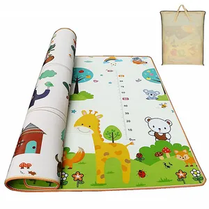Non-Slip Thick Floor Crawling Mats Foldable Waterproof Kids Play Carpet for Playing with Colorful Alphabets and Animals for Kids