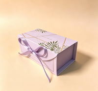 Boîte cadeau personnalisée en papier métallisé botanique avec ruban en satin, boîte d'emballage pour bonbons et chocolats pour mariage, souvenir de fête d'anniversaire