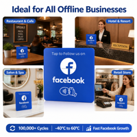 Support d'affichage NFC carré en acrylique personnalisé 12x12cm pour suivi Facebook, 100 000+ cycles, sans contact, pour réseaux sociaux professionnels