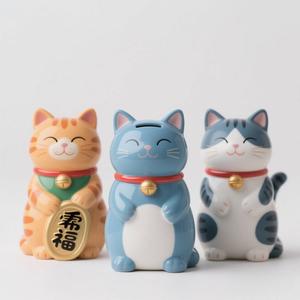 Đáng Yêu Mèo Hình Con Heo Đất Gốm Ngân Hàng-Tay Vẽ Hộp Tiền Cho Trẻ Em Tiết Kiệm, Dễ Thương Đồng Xu Collector Quà Tặng - Product Image 2