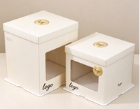 Boîte à gâteau personnalisée avec logo, boîte à gâteau carrée avec fenêtre, carton ivoire biodégradable de qualité alimentaire pour pâtisserie, gâteaux faits main pour fêtes
