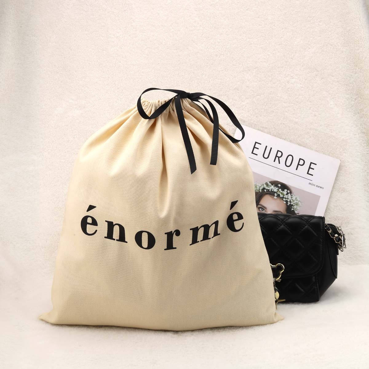 Super Solid Recyclable Cotton Twill Dust Bag for Handbag Packing Natural Custom Logo Printed Cotton Dust Shopping Shoe Pouch