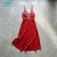 Gaun Sling Bordir Bunga Bohemian Kustom Katun Linen V-Neck Tanpa Punggung Gaun Midi Musim Panas Produsen Terverifikasi OEM ODM