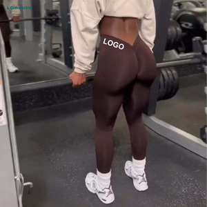 Pantalons de yoga à <span class=keywords><strong>taille</strong></span> haute, sans couture, pour le sport, avec un design tendance 2023, pour le gym, effet fessier rebondi, dos en V croisé - Product Image 1