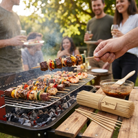 Brochettes en bambou écologiques jetables pour barbecue en plein air, présentation de plats de fête, kebab, satay, grillades, vente en gros