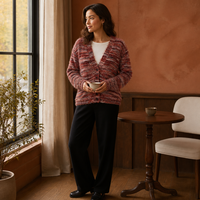 Joydressing Vente en gros de cardigans pour femmes multicolores texturés, col en V, manches longues, boutons sur le devant, tricoté