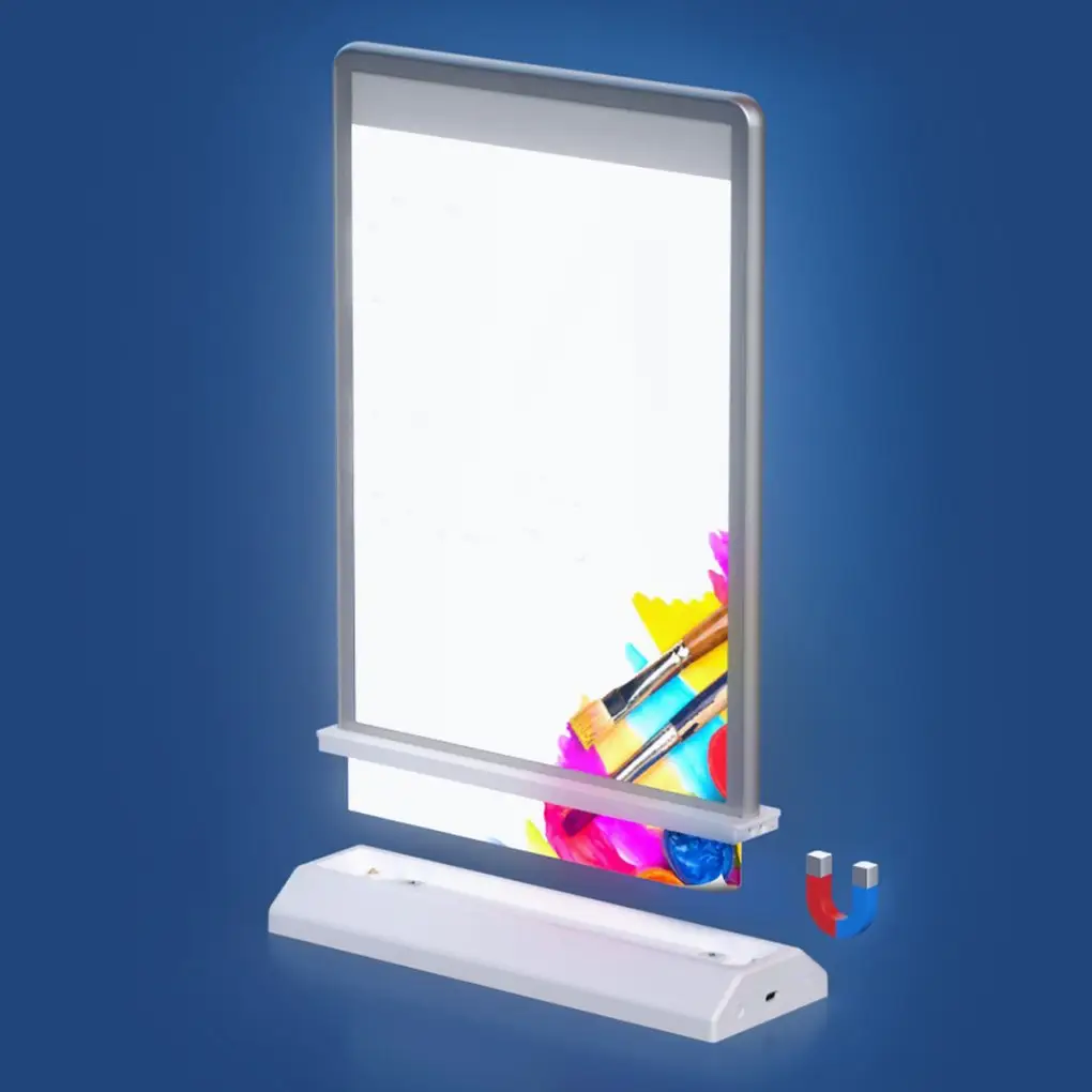 Özel Stand-up Led reklam ekranı ince A4 Poster menü tutucu ışık kutusu LED Panel standları