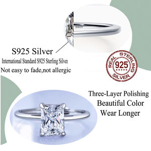 Anelli di Promessa Scintillanti in Argento Sterling 925 con Zirconia Cubica Quadrata per Donne Accessori Gioielli da Sposa - Product Image 6