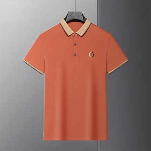 Offre Spéciale luxe hommes grande taille <span class=keywords><strong>Golf</strong></span> pour chemise couleur unie manches courtes bouton rabattu haute formelle tricoté conception foncé - Product Image 5
