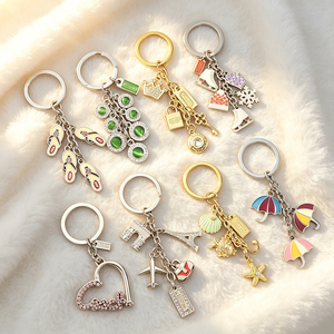 <b>Cute</b> Assorted Enamel Metal Charms Lobster Clasp Keychain <b>Bear</b> Flower Cherry Pendant Aesthetic Bag Decor Key Accessories For Girl - Product Image 4