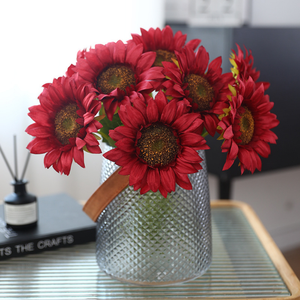 Flor Artificial de Girasol de Tallo Único al por Mayor, Adorno Decorativo para el Hogar y Sala de Estar, Arreglo Floral Artificial de Girasol para Bodas - Product Image 1