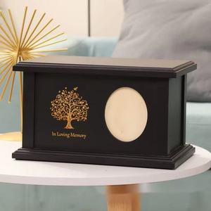 Wooden Pet Memorial <b>Urn</b> Rectangle Photo Frame Tree Of Life Cremation Box For Dog <b>Cat</b> Funeral Supplies Solid Wood - Product Image 1