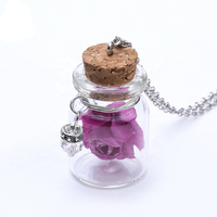 Pendentif bouteille en verre, lumineux dans la nuit, fleur, pendentif, breloque