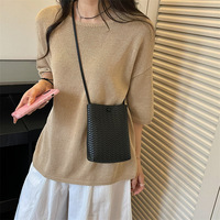 Sac bandoulière mini en cuir tissé avec logo personnalisé pour femme, sac à main portable pour téléphone portable, multicolore, décontracté, pour usage quotidien