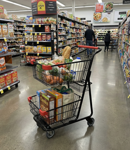 Chariot de courses à quatre roues de style américain à double couche et robuste, <span class=keywords><strong>dimensions</strong></span> personnalisées pour les achats importants - Product Image 2