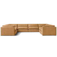 Canapé-lit modulaire de salon très vendu, ensemble 6 pièces avec accoudoirs effilés, coussins moelleux, canapé en cuir de luxe pour hôtel et villa