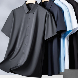 Camicia Professionale Formale Traspirante e Morbida a Mezza Manica a Righe Anti-Pilling per Uso Quotidiano Maschile - Product Image 4
