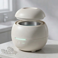 Pembersih Gigi Tiruan Ultrasonik Portabel 200ML Frekuensi 45kHz Mesin Sanitasi UV untuk Retainer Pelindung Mulut Perhiasan
