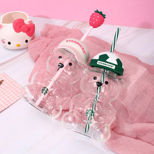 Gobelet en verre Starbucks Bear 500 ml grande capacité avec paille pour fêtes et cadeaux - Product Image 3