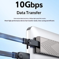 Cable USB 3.2 Dual Tipo-C de 10 Gbps y 60 W con Carga Rápida, Cable Plano de 0.2 m/3 m para Laptop/HDD/Vehículo/Comercial/Cámara/Escáner de Código de Barras