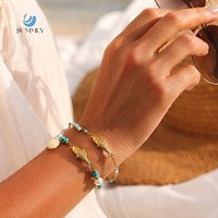 Bracelet décontracté SUMMLY en acier inoxydable plaqué or 18 carats, style océan, perles en pierre naturelle, bijoux classiques en forme de poisson