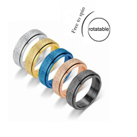 Spinner Anxiété Fidget Anneau En Acier Inoxydable Sable Blast Glitter Finition Rose Couleur Sandblast Glitter Finition Anneaux pour Femmes