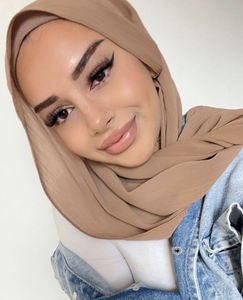 YOMO verano Color mujer liso crepé HIjabs gasa bufanda suave chales musulmán arrugado envuelve diadema personalizar caja de regalo Foulard - Product Image 6
