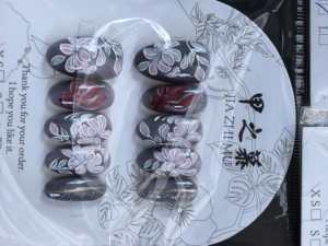 JIAZHIMU - <span class=keywords><strong>Uñas</strong></span> Postizas Acrílicas con Diseño Cuadrado y Flores 3D Hechas a Mano, Color Nuevo, Estilo Francés Almendrado, Cobertura Total - Product Image 5