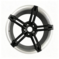 Jante de voiture de tourisme bicolore 21x9.5/11.5 5x130 compatible avec Porsche Taycan, noir argent, jante concave