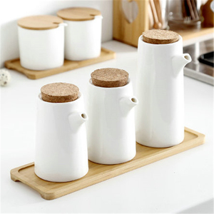 Cucina ware smalto bianco di cottura di <span class=keywords><strong>ceramica</strong></span> aceto dispenser bottiglia di olio di oliva con tappo - Product Image 4
