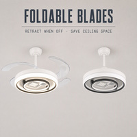 Ventilateur de plafond pliable en métal avec lumière LED, 5 pales inversées, 42/52 pouces, BLDC, 6 vitesses, télécommande, design moderne pour la maison