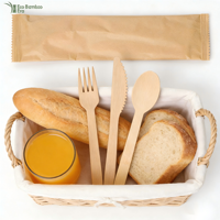 Ensemble de couteaux, cuillères et fourchettes en bambou jetables écologiques ECO Mini, biodégradables, adaptés aux aliments, pour les fêtes, la restauration et l'utilisation en gros
