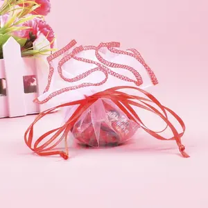 27厘米圆抽绳透明硬纱首饰糖果袋圣诞婚礼派对青睐礼品包装袋