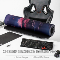 Tapis de souris de jeu personnalisable avec motifs de cerisiers en fleurs, base en caoutchouc lisse et imperméable, antidérapant, multi-tailles