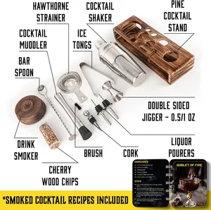 Cocktail Drink Smoker Kit Barware Gift Set With Stand
